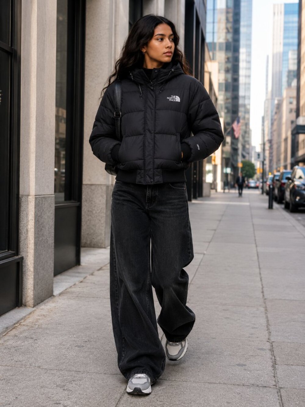 The North Face Women's XS Black 550 Fill Goose Down Hooded Puffer Bomber Jacket